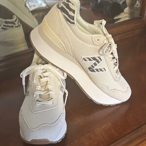 New Balance Women's Beige and Zebra Accent Sneakers